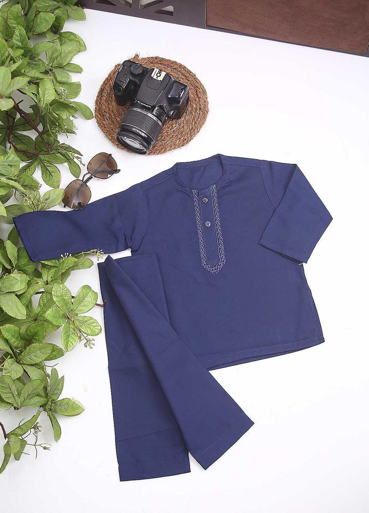 Sanaulla Exclusive Range Cotton Formal Kids Kurta Shalwar -  C-758 Blue