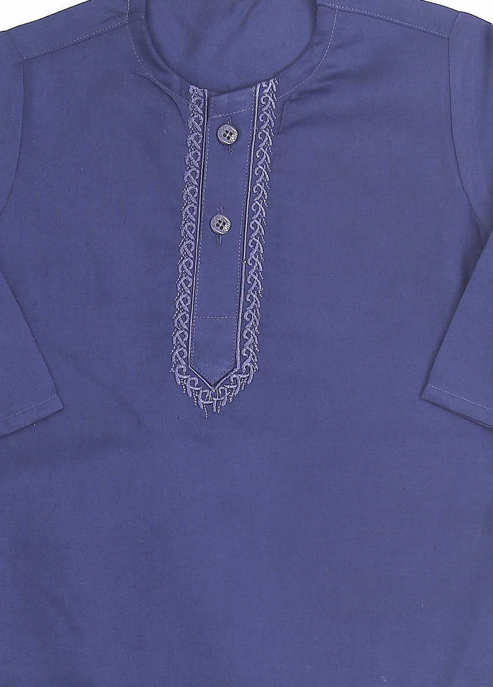 Sanaulla Exclusive Range Cotton Formal Kids Kurta Shalwar -  C-758 Blue