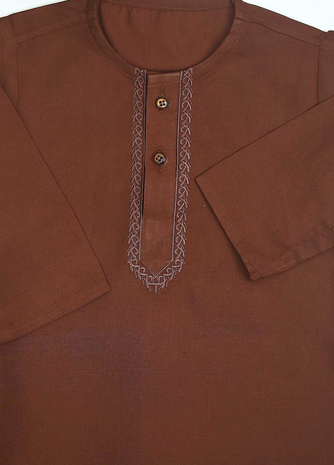 Sanaulla Exclusive Range Cotton Formal Kurta Shalwar for Kids -  C-758 Brown