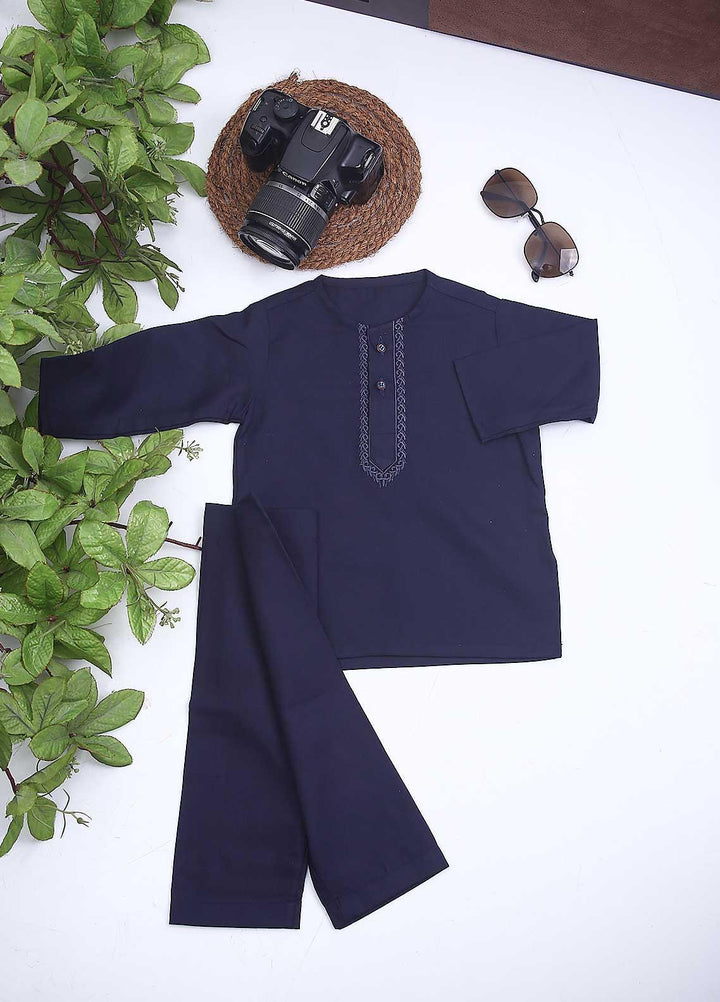Sanaulla Exclusive Range Cotton Formal Kids Kurta Shalwar -  C-758 D-Blue