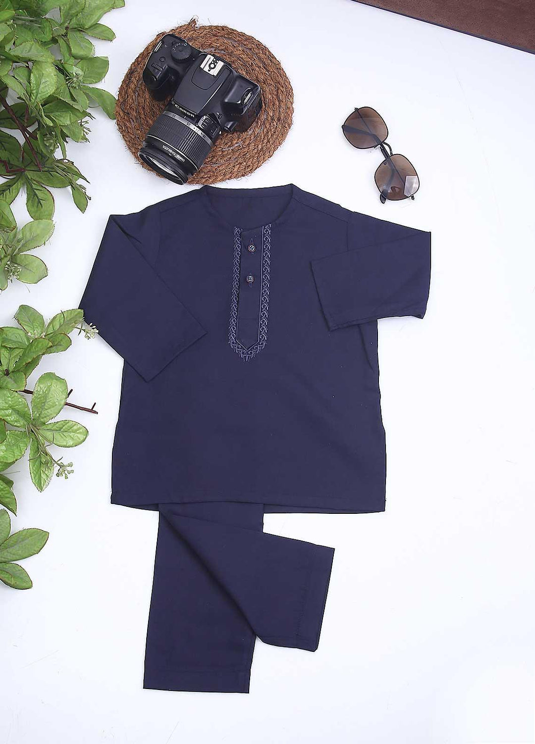 Sanaulla Exclusive Range Cotton Formal Kids Kurta Shalwar -  C-758 D-Blue