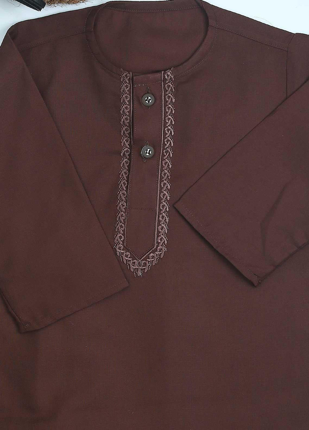 Sanaulla Exclusive Range Cotton Formal Kurta Shalwar for Kids -  C-758 D-Brown