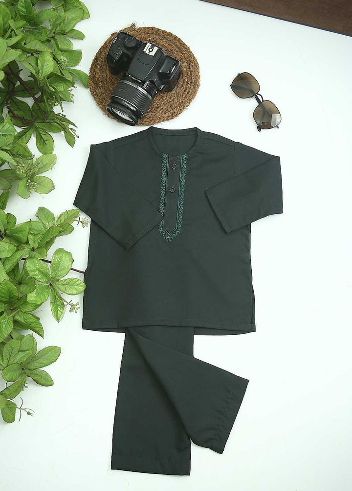 Sanaulla Exclusive Range Cotton Formal Kids Kurta Shalwar -  C-758 D-Green