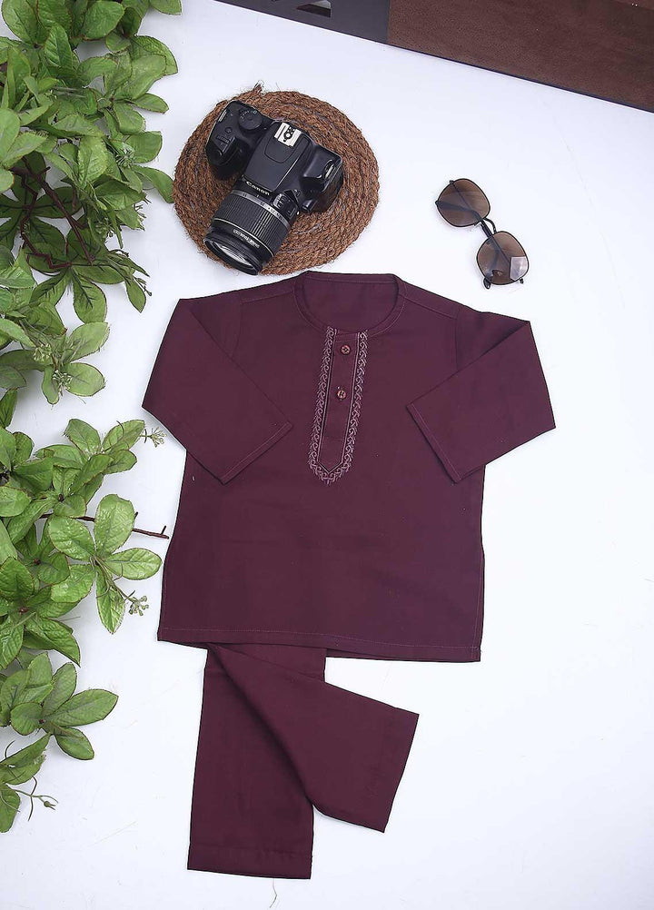 Sanaulla Exclusive Range Cotton Formal Kids Kurta Shalwar -  C-758 Maroon