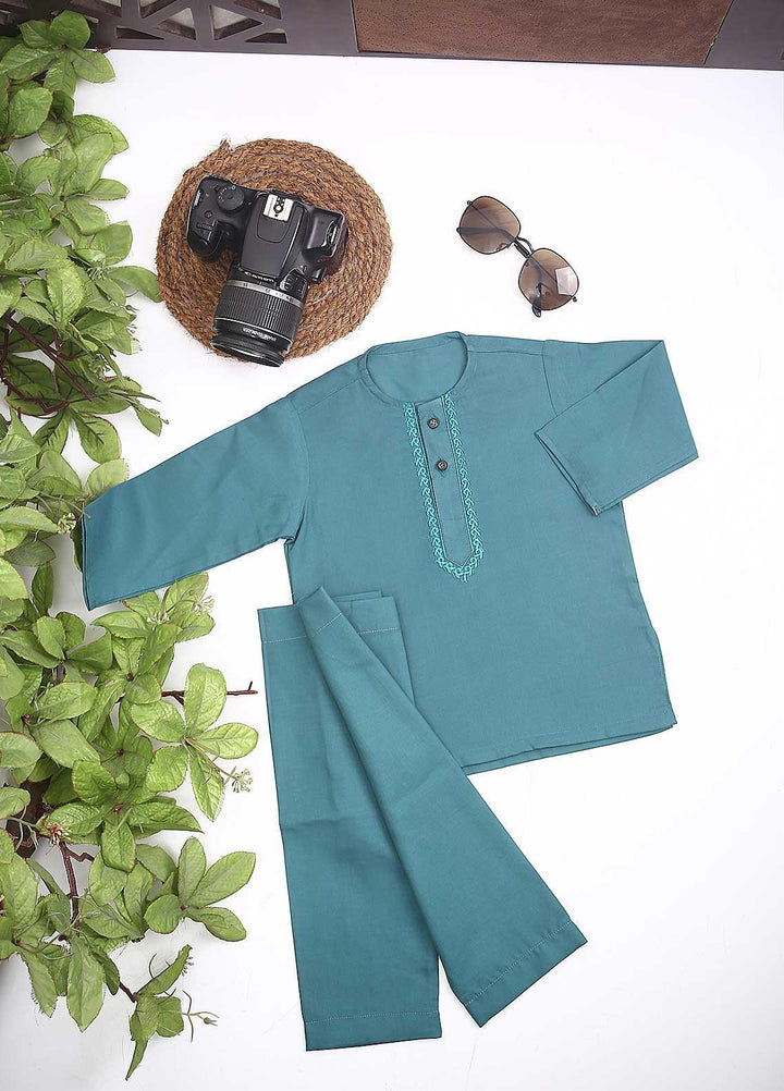 Sanaulla Exclusive Range Cotton Formal Kurta Shalwar for Kids -  C-758 P-Green
