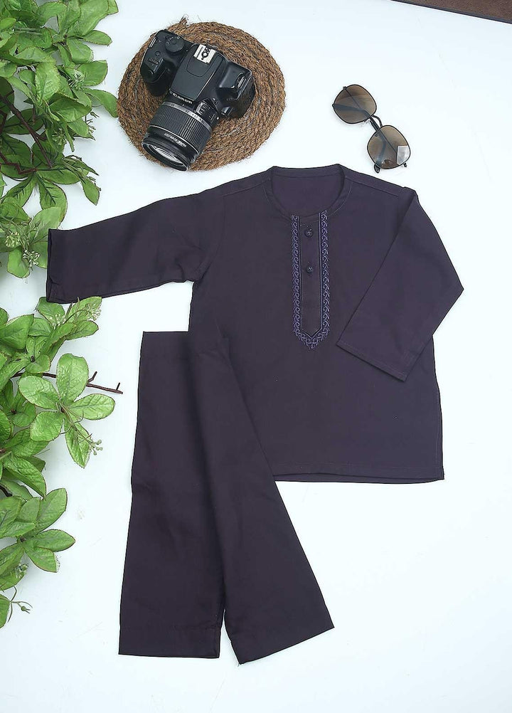 Sanaulla Exclusive Range Cotton Formal Kurta Shalwar for Kids -  C-758 Purple