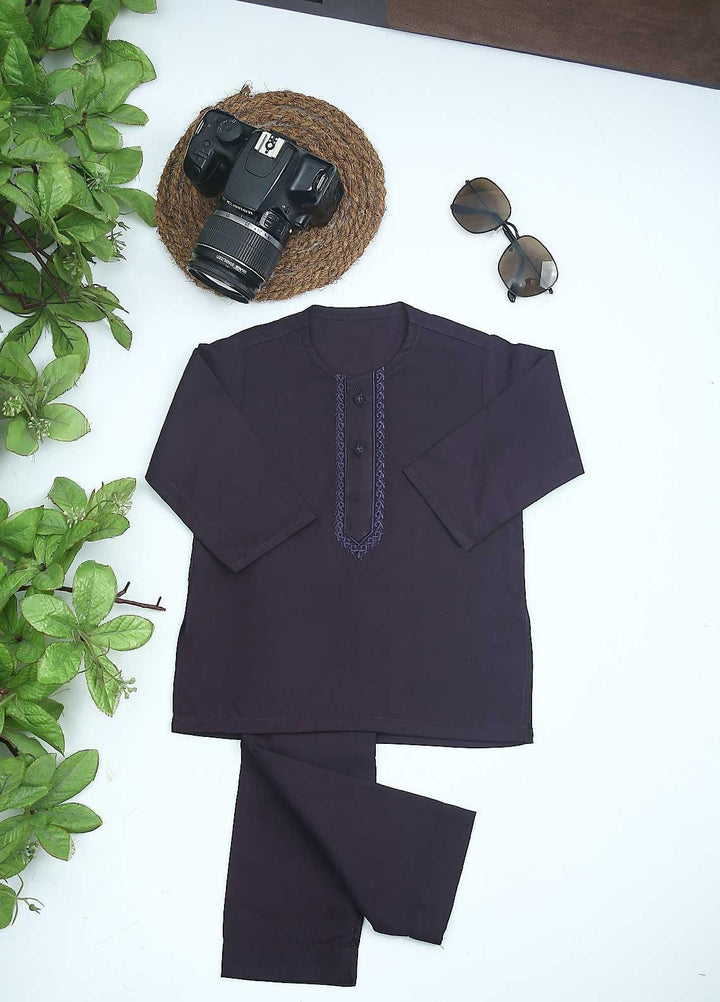 Sanaulla Exclusive Range Cotton Formal Kurta Shalwar for Kids -  C-758 Purple
