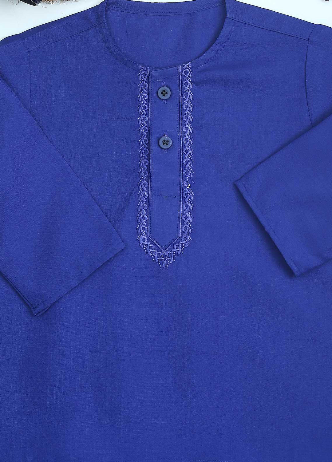 Sanaulla Exclusive Range Cotton Formal Kids Kurta Shalwar -  C-758 R-Blue