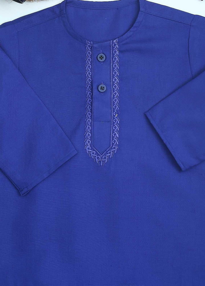 Sanaulla Exclusive Range Cotton Formal Kids Kurta Shalwar -  C-758 R-Blue
