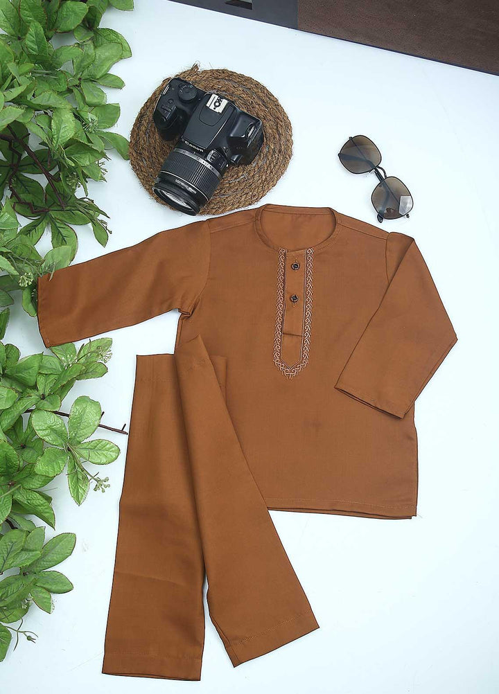 Sanaulla Exclusive Range Cotton Formal Kurta Shalwar for Kids -  C-758 Yellow