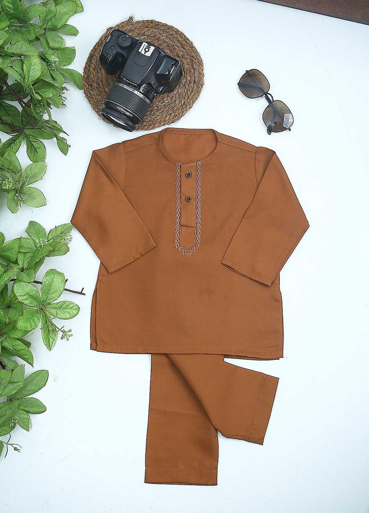 Sanaulla Exclusive Range Cotton Formal Kurta Shalwar for Kids -  C-758 Yellow