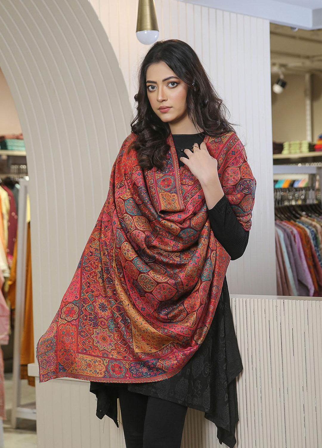 Sanaulla Exclusive Range  Pashmina  Mama D-02 Multi 02 - Women Shawls