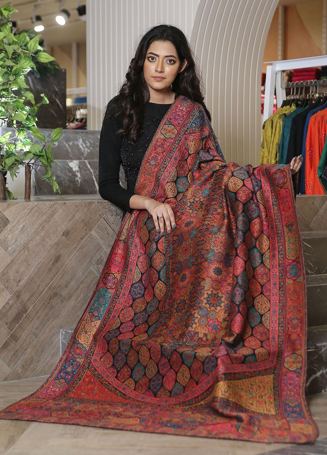 Sanaulla Exclusive Range  Pashmina  Mama D-02 Multi 03 - Women Shawls