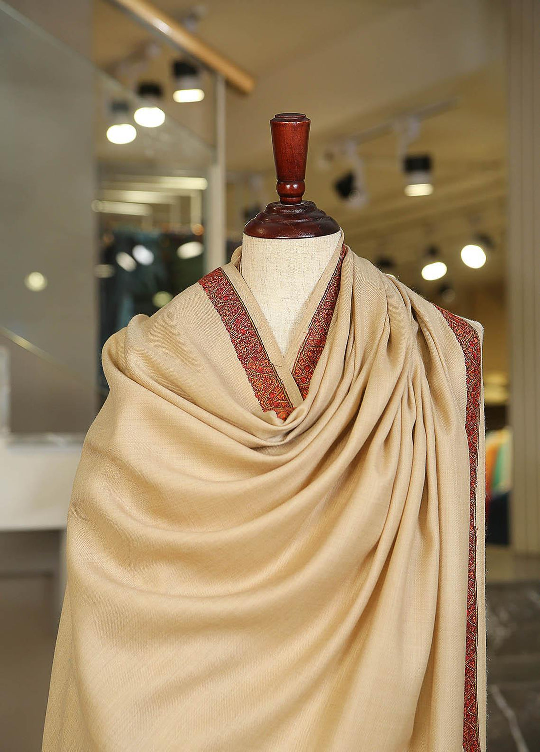 Sanaulla Exclusive Range  Pashmina  D-11 Fawn - Women Shawls