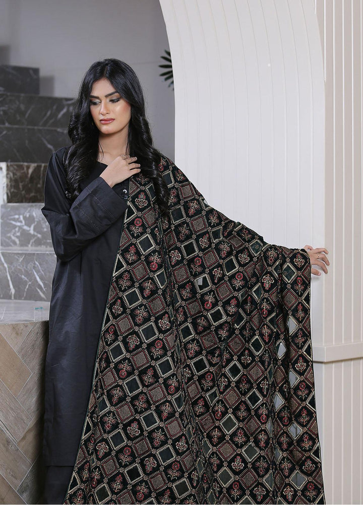 Sanaulla Exclusive Range  Pashmina  Velvet D No J-1 KPS-41 Green - Women Shawls