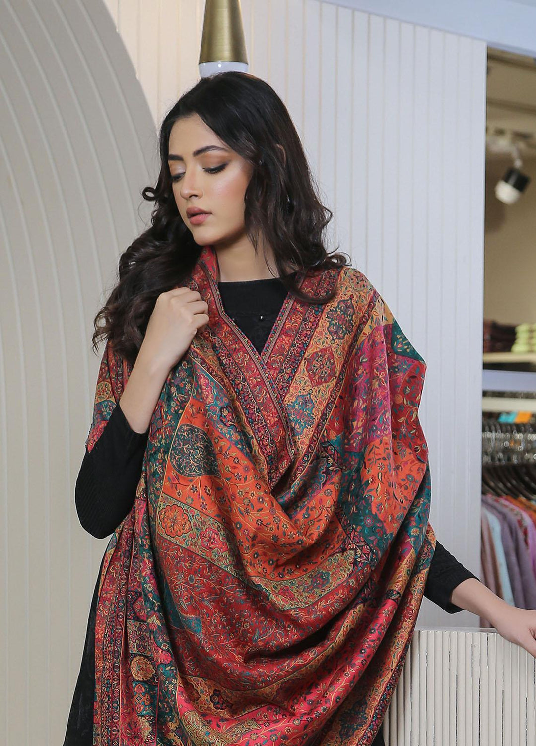 Sanaulla Exclusive Range  Pashmina  Mama D-02 Multi 05 - Women Shawls