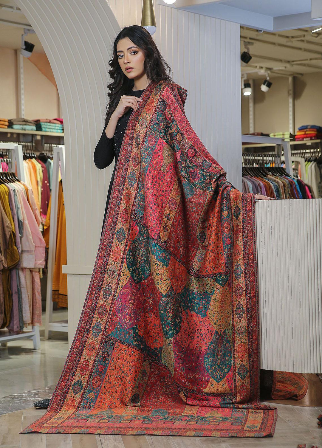 Sanaulla Exclusive Range  Pashmina  Mama D-02 Multi 05 - Women Shawls