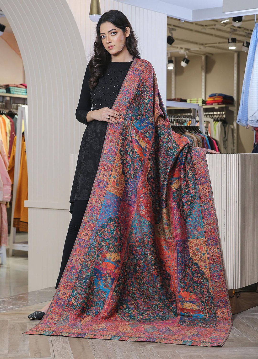 Sanaulla Exclusive Range  Pashmina  Mama D-02 Multi 06 - Women Shawls