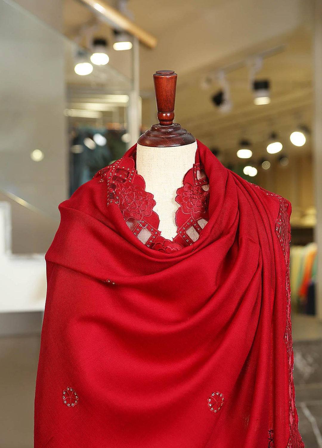 Sanaulla Exclusive Range  Pashmina  D-23 Maroon 01 - Women Shawls