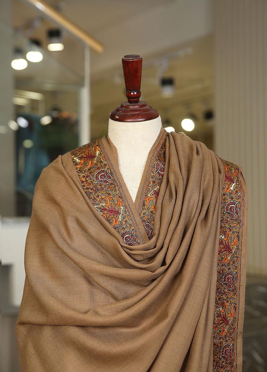 Sanaulla Exclusive Range  Pashmina  Mama D-15 D Brown - Women Shawls