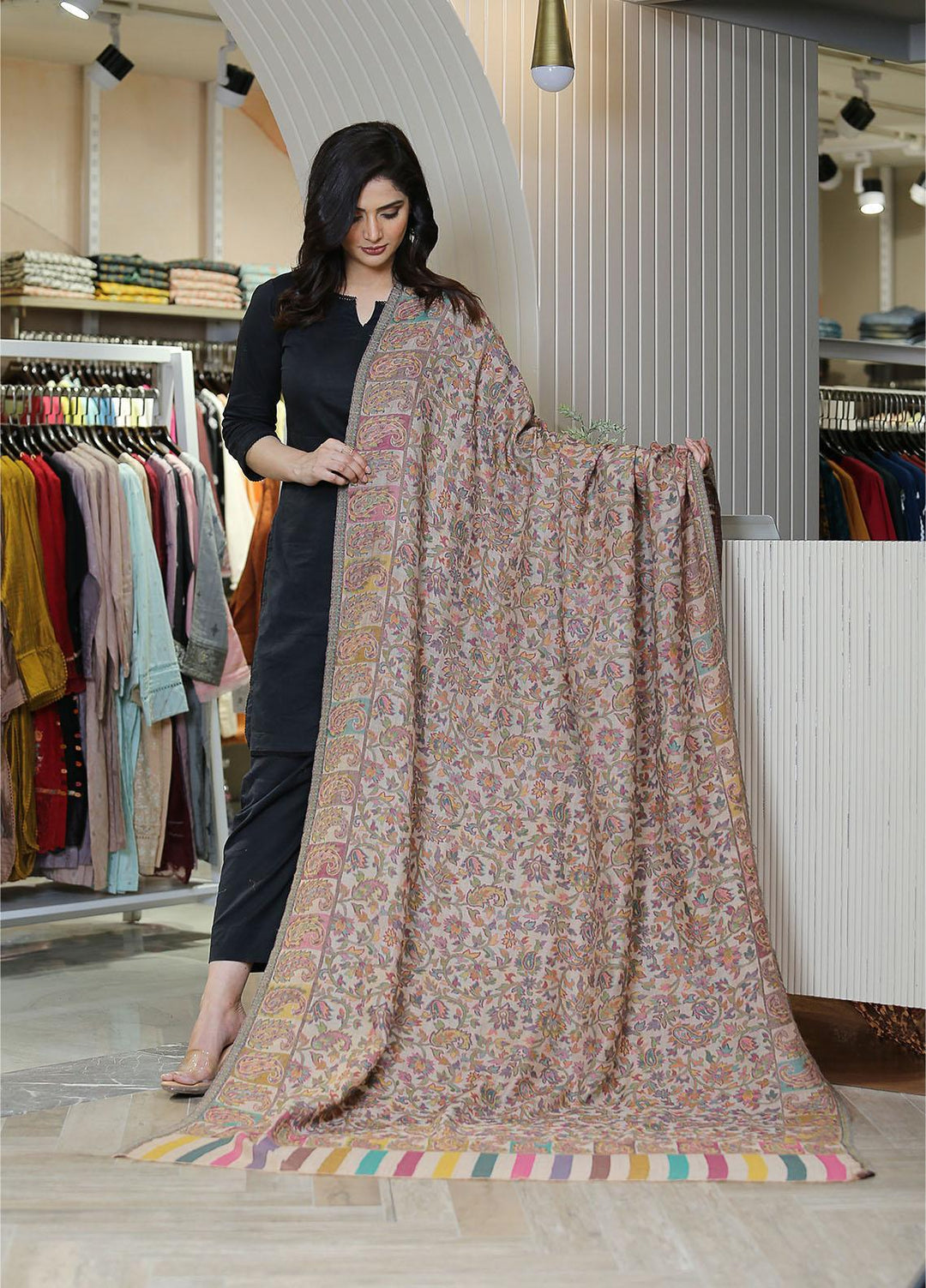 Sanaulla Exclusive Range  Pashmina  KPS 781 D-12 Multi 3 - Women Shawls