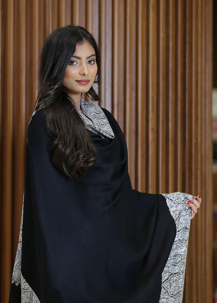 Sanaulla Exclusive Range  Pashmina  Mama D-19 Black 03 - Women Shawls