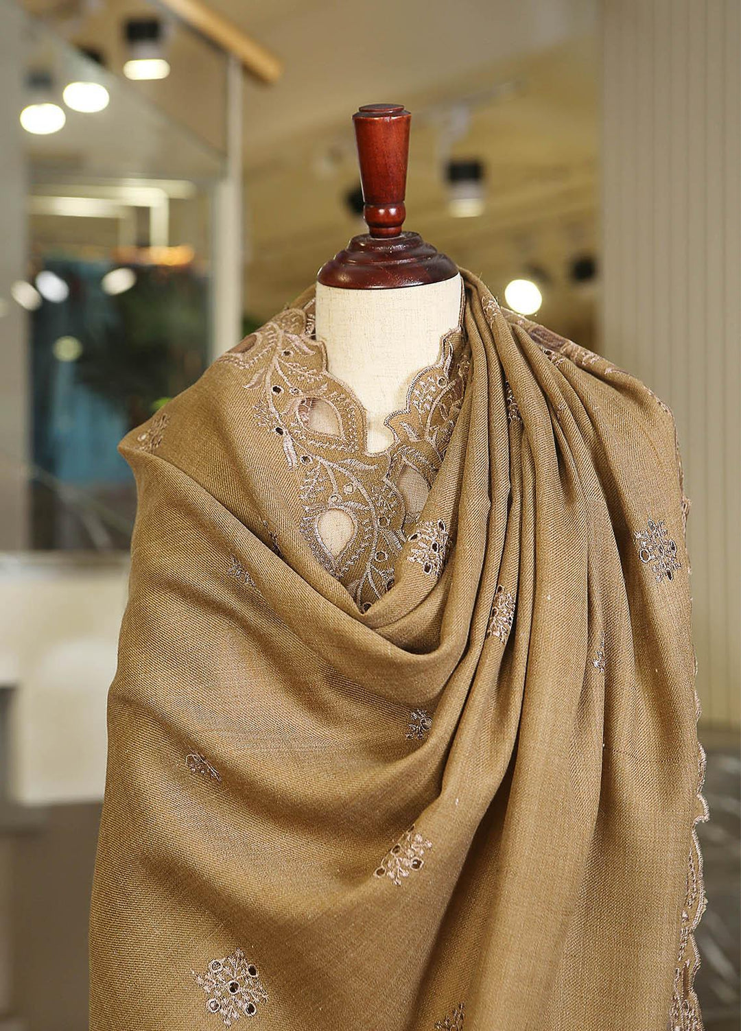 Sanaulla Exclusive Range  Pashmina  D-24 Brown - Women Shawls