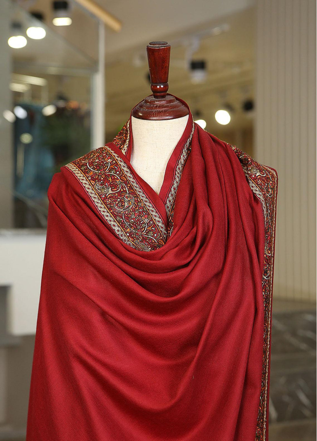Sanaulla Exclusive Range  Pashmina  Mama D-16 Maroon - Women Shawls