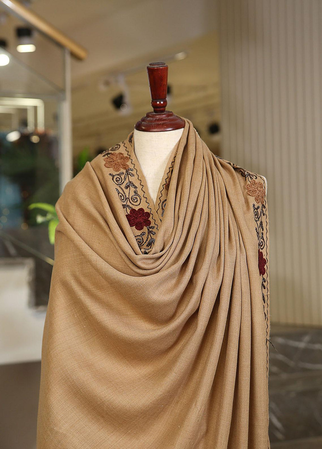 Sanaulla Exclusive Range  Pashmina  KPS 781 D-55 Brown 2 - Women Shawls