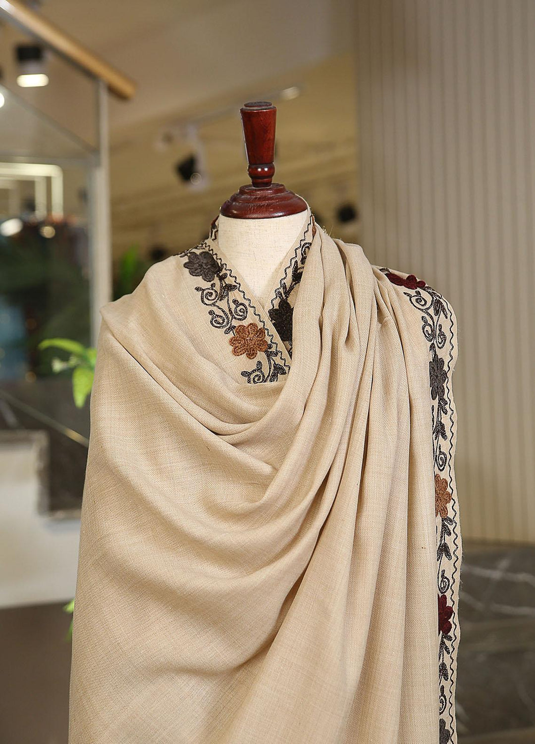 Sanaulla Exclusive Range  Pashmina  KPS 781 D-55 Beige - Women Shawls