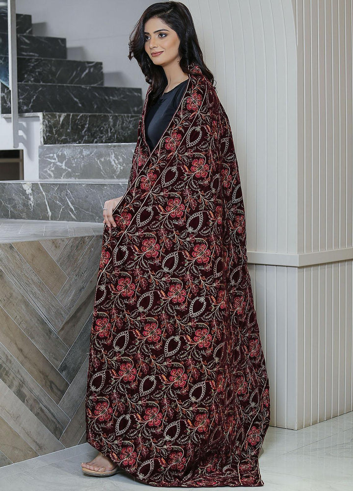 Sanaulla Exclusive Range  Pashmina  KPS 781 D-61 Maroon - Women Shawls