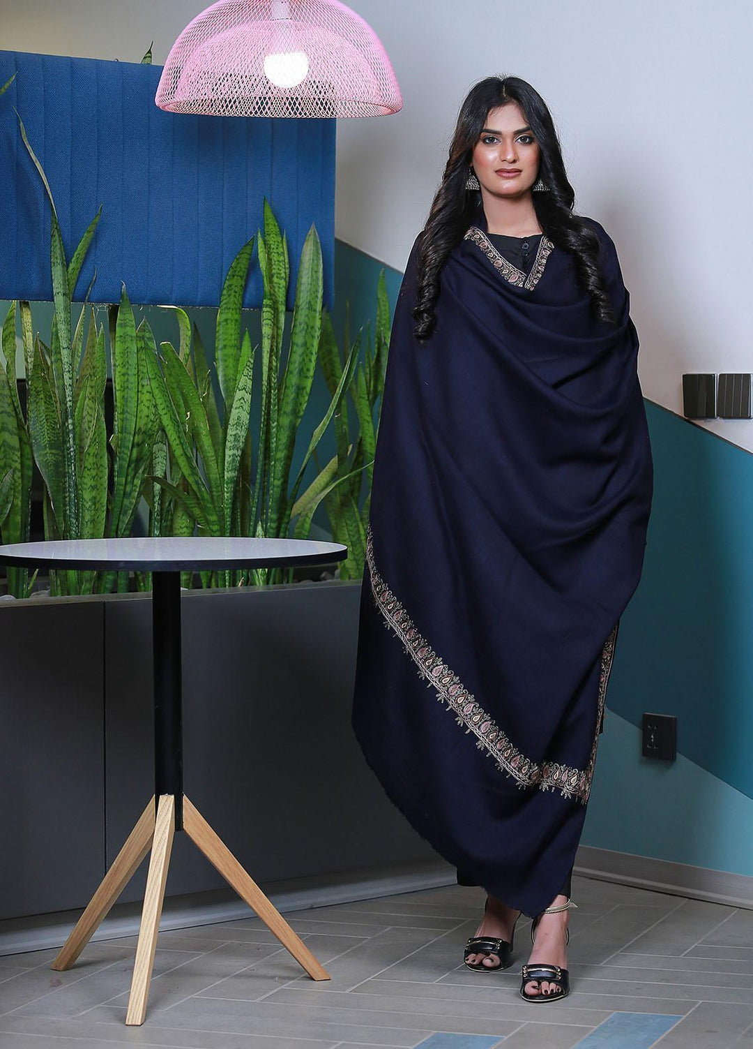 Sanaulla Exclusive Range  Pashmina  KPS 781 D-22 D Blue - Women Shawls