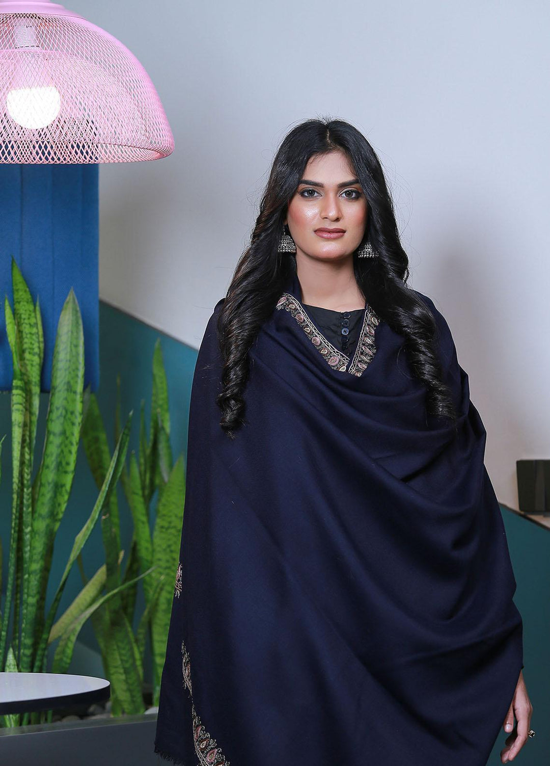 Sanaulla Exclusive Range  Pashmina  KPS 781 D-22 D Blue - Women Shawls