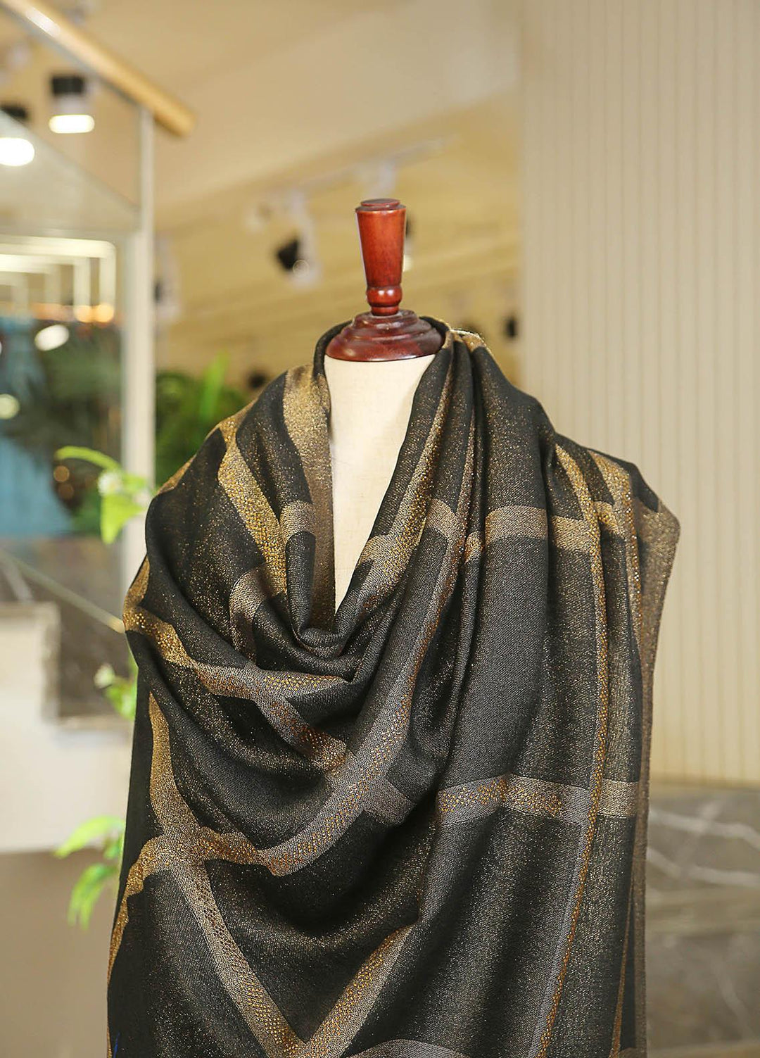 Sanaulla Exclusive Range  Pashmina  D-25 Charcoal - Women Shawls