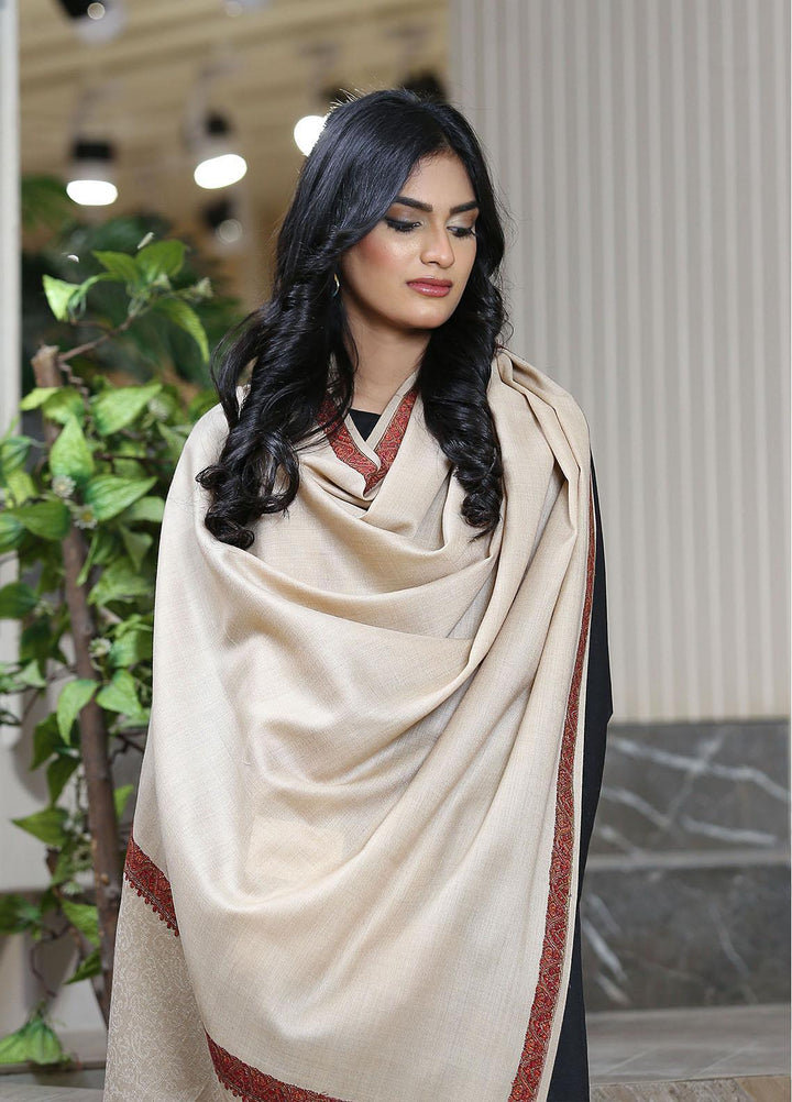 Sanaulla Exclusive Range  Pashmina  Mama D-11 Fawn 02 - Women Shawls