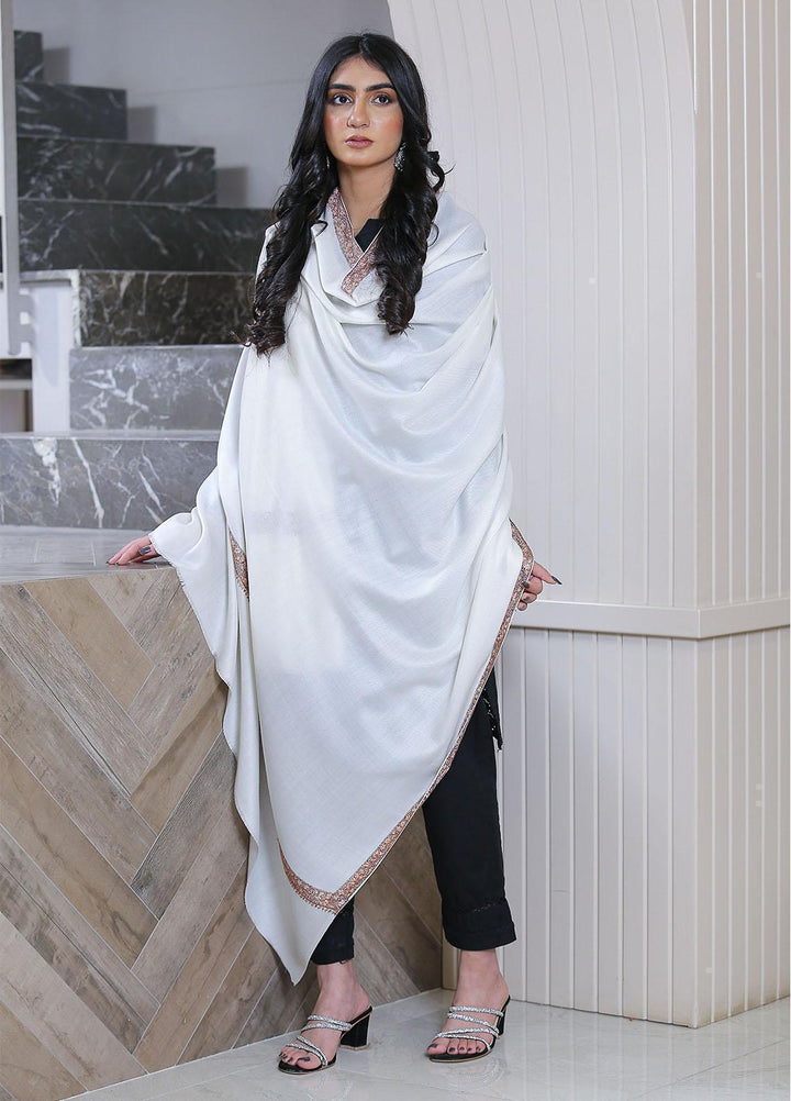 Sanaulla Exclusive Range  Pashmina  KPS 781 D-25 Off White 1 - Women Shawls
