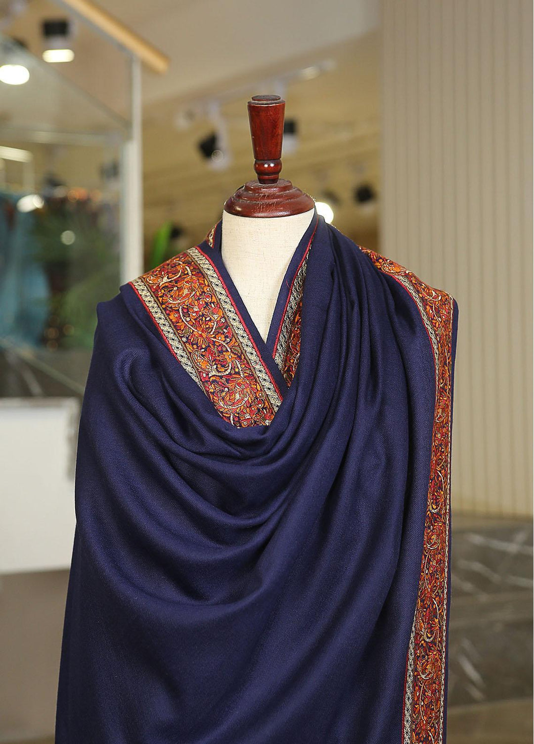 Sanaulla Exclusive Range  Pashmina  Mama D-16 N Blue - Women Shawls