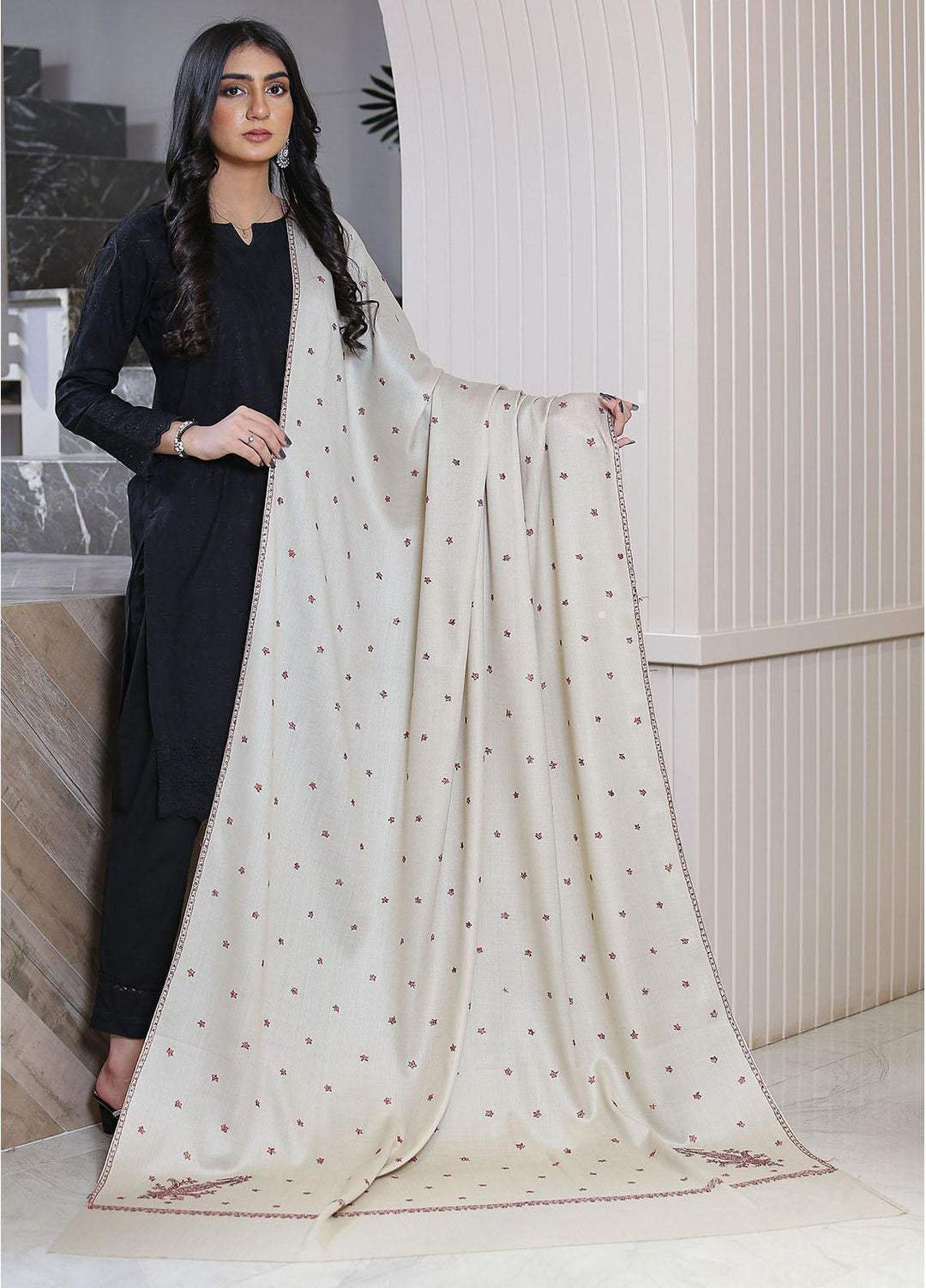 Sanaulla Exclusive Range  Pashmina  KPS 781 D-34 Fawn - Women Shawls