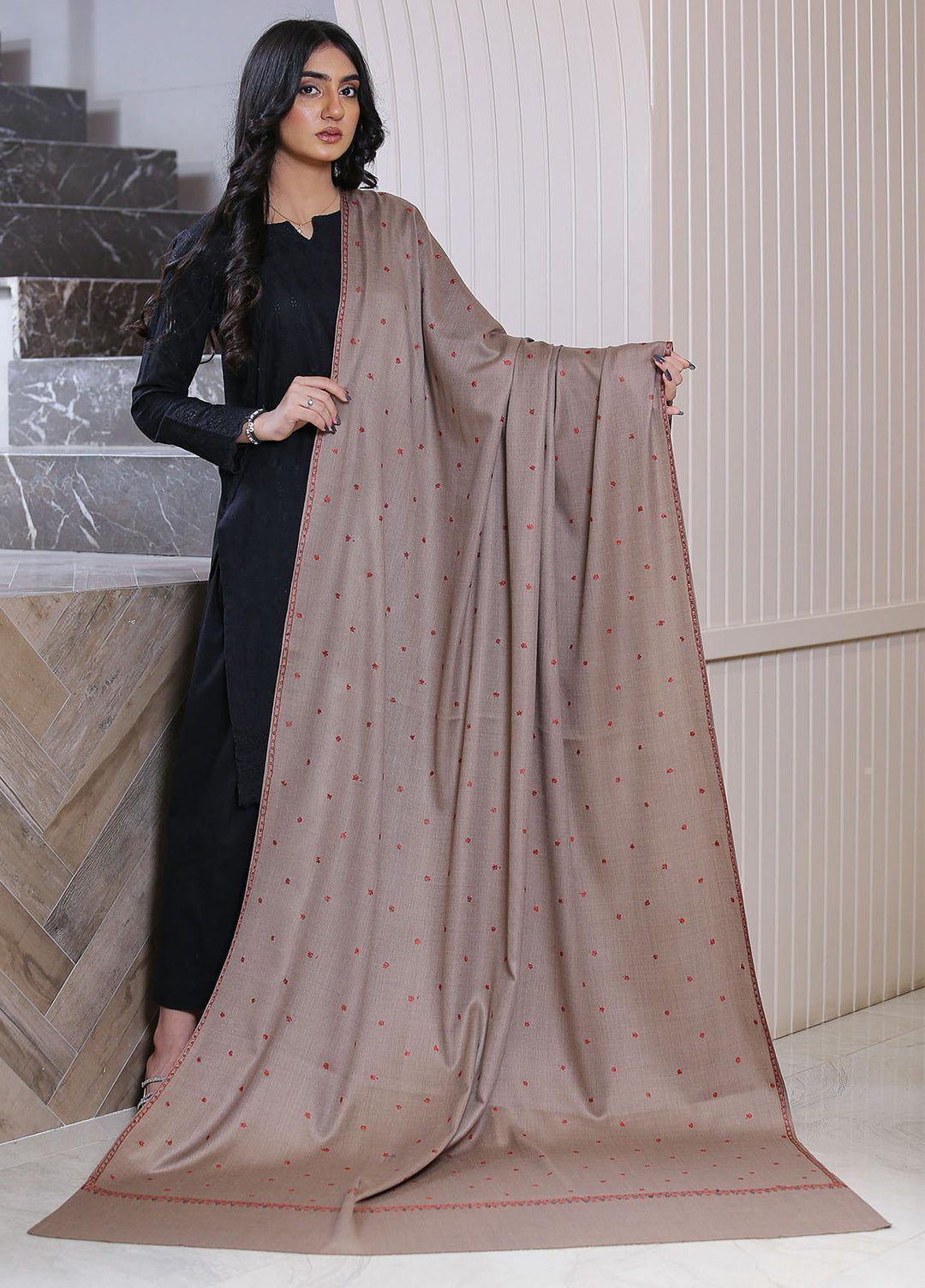 Sanaulla Exclusive Range  Pashmina  KPS 781 D-34 Brown 2 - Women Shawls