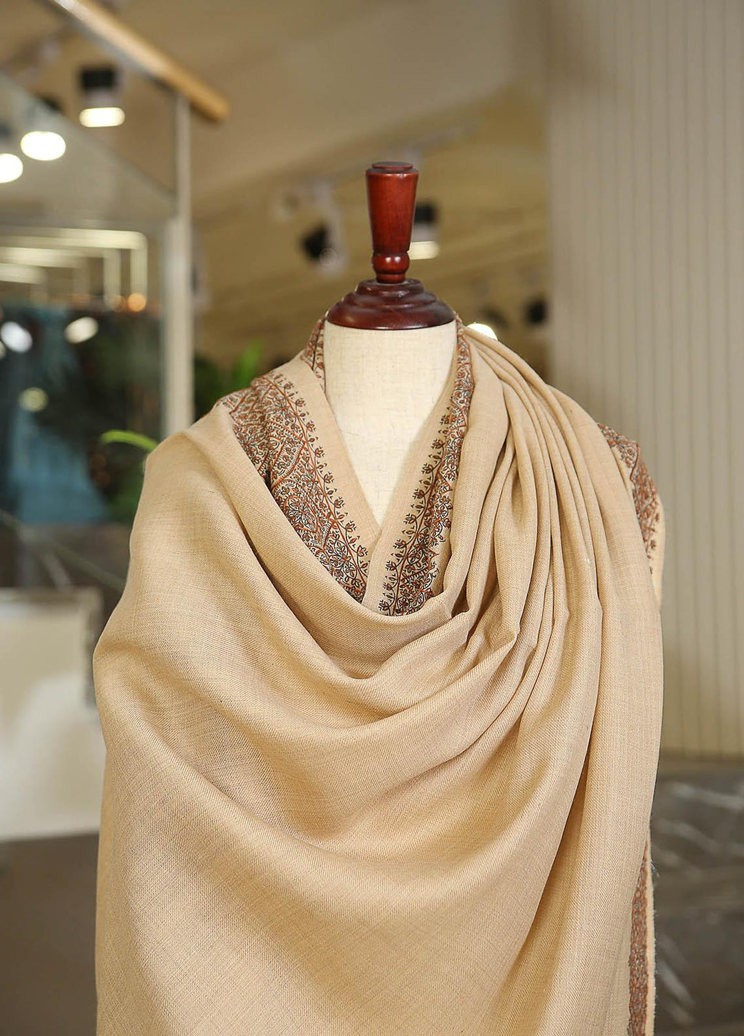 Sanaulla Exclusive Range  Pashmina  KPS 793 D-04 Beige - Women Shawls