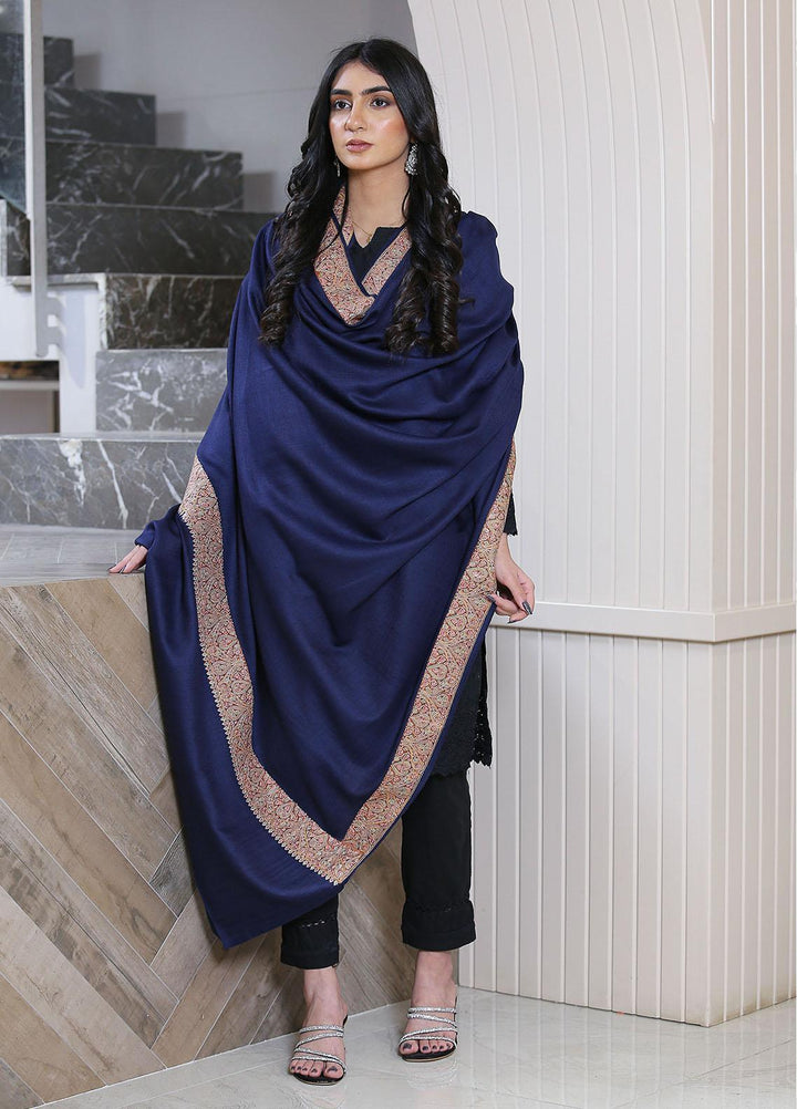 Sanaulla Exclusive Range  Pashmina  Mama D-12 N Blue - Women Shawls