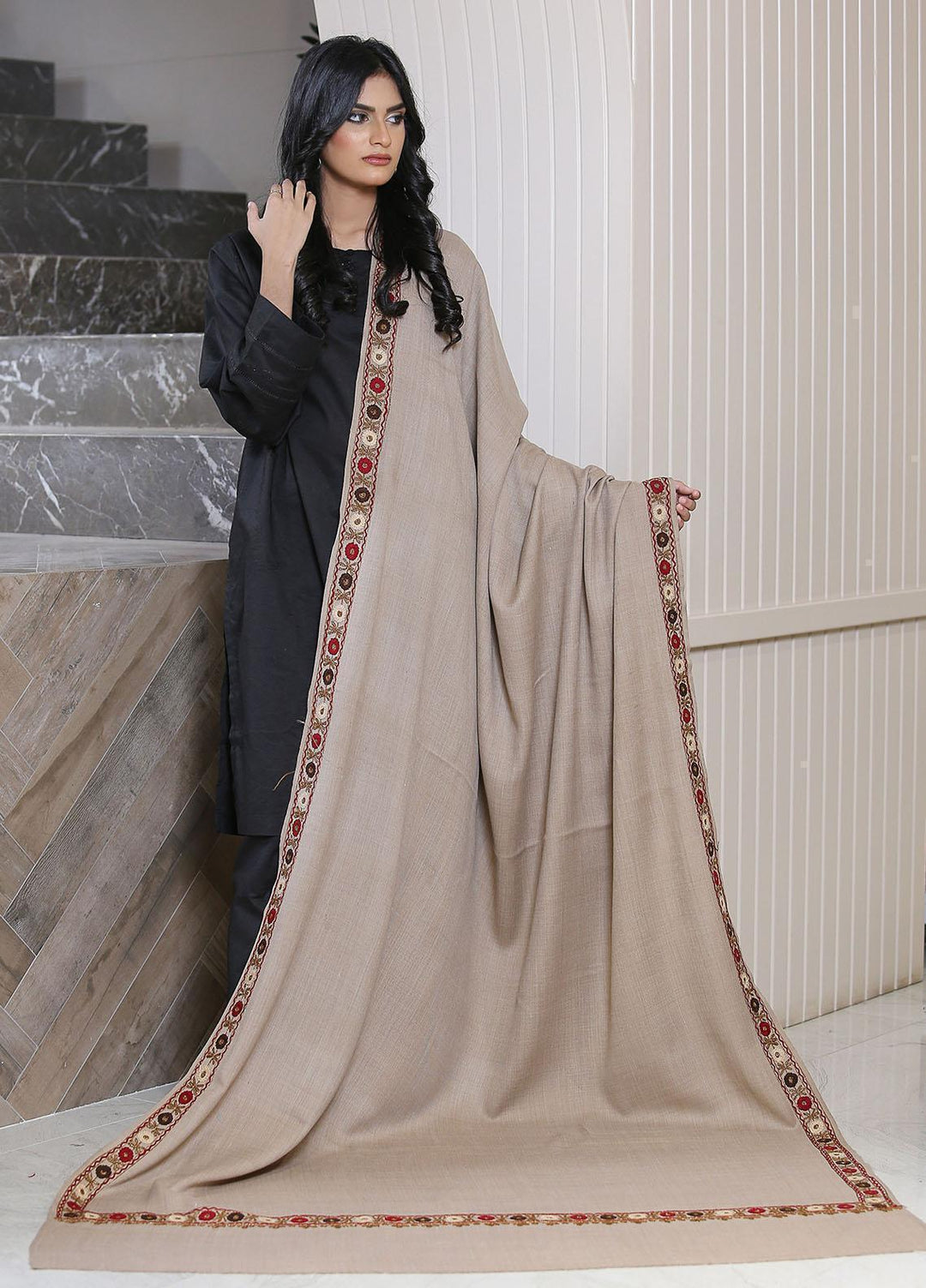 Sanaulla Exclusive Range  Pashmina  KPS 781 D-39 L Brown - Women Shawls