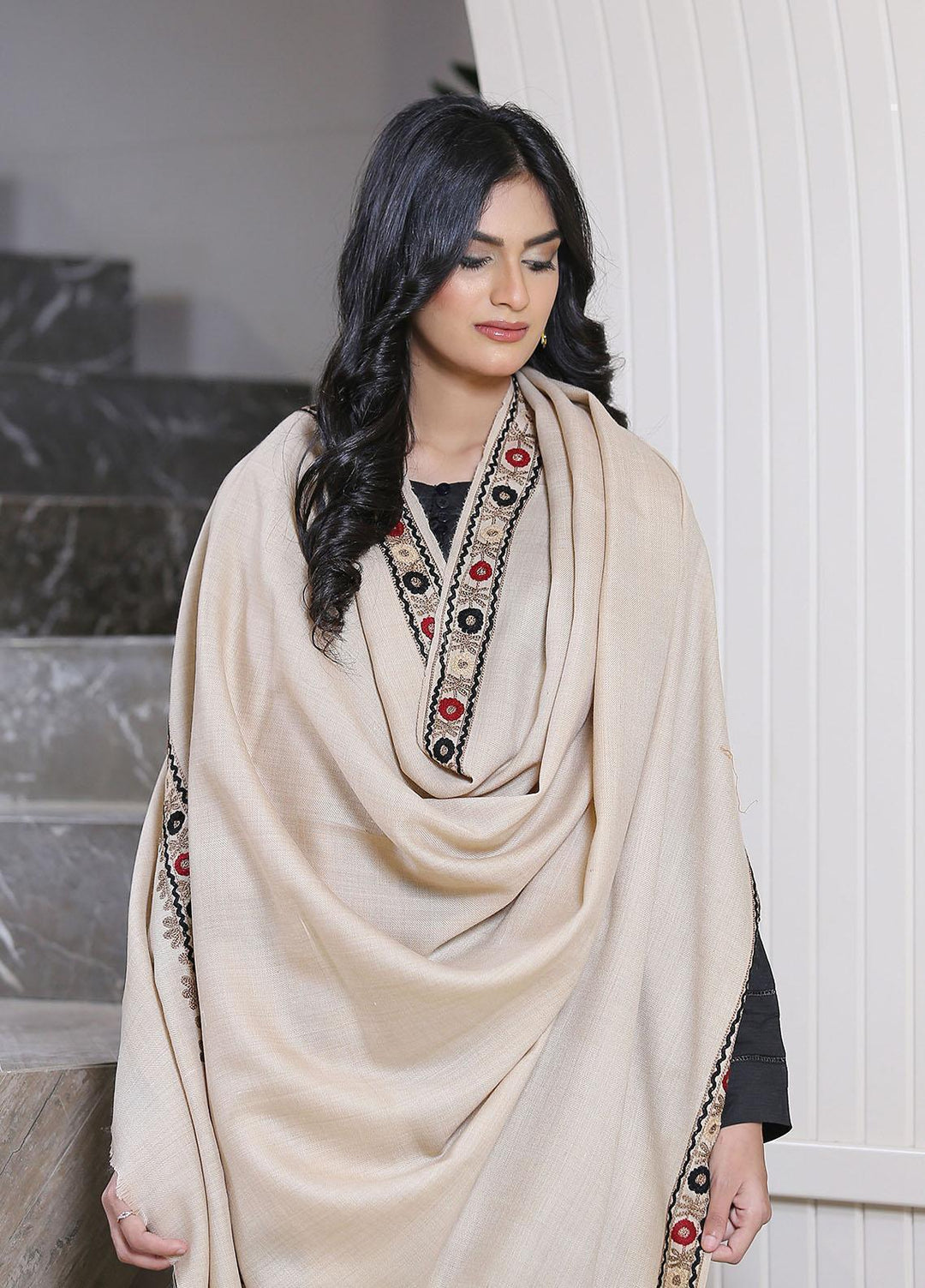 Sanaulla Exclusive Range  Pashmina  KPS 781 D-39 Fawn - Women Shawls