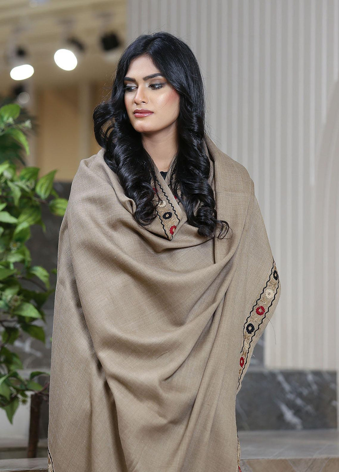 Sanaulla Exclusive Range  Pashmina  KPS 781 D-39 D Brown - Women Shawls