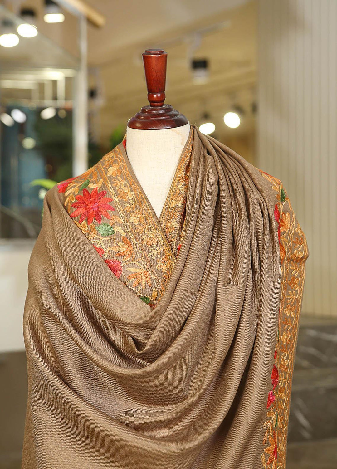 Sanaulla Exclusive Range  Pashmina  KPS 781 D-01 D Brown - Women Shawls
