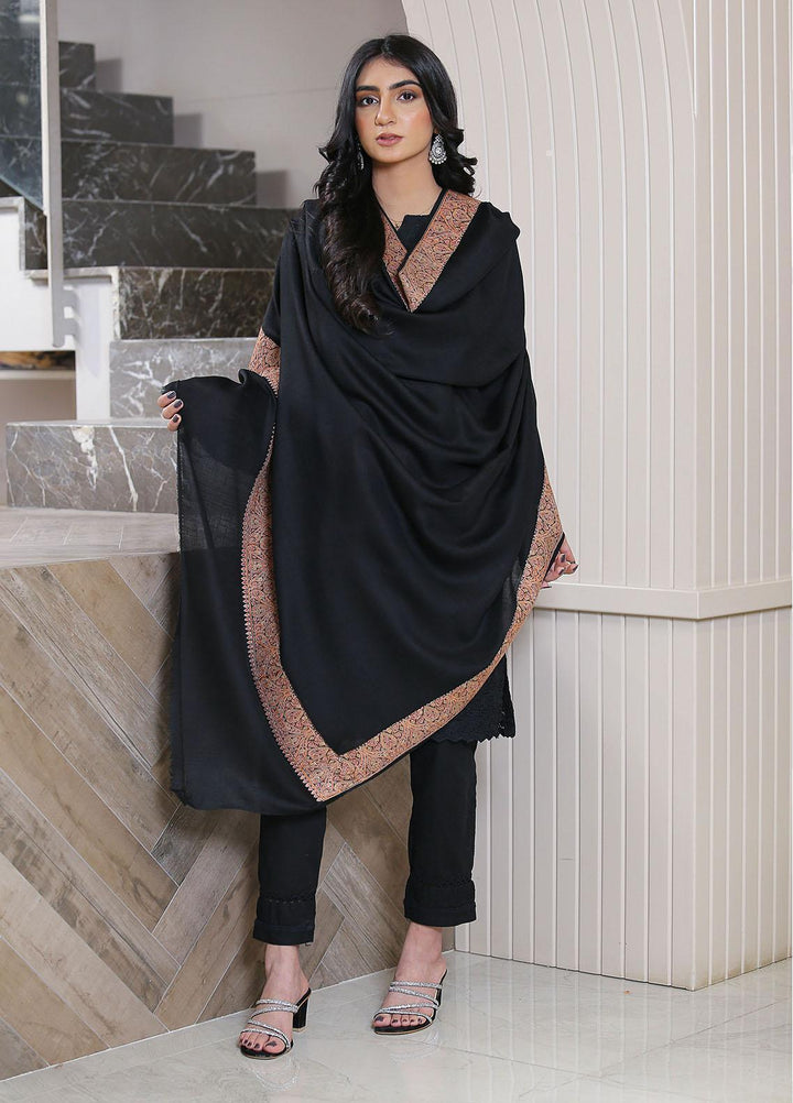 Sanaulla Exclusive Range  Pashmina  Mama D-12 Black - Women Shawls
