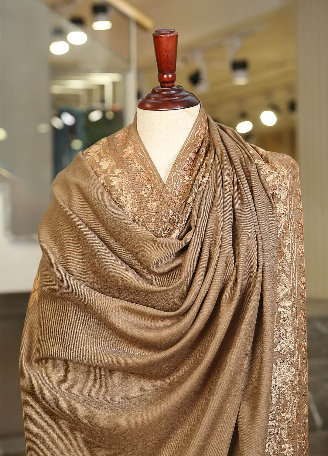 Sanaulla Exclusive Range  Pashmina  KPS 781 D-01 D Brown 1 - Women Shawls