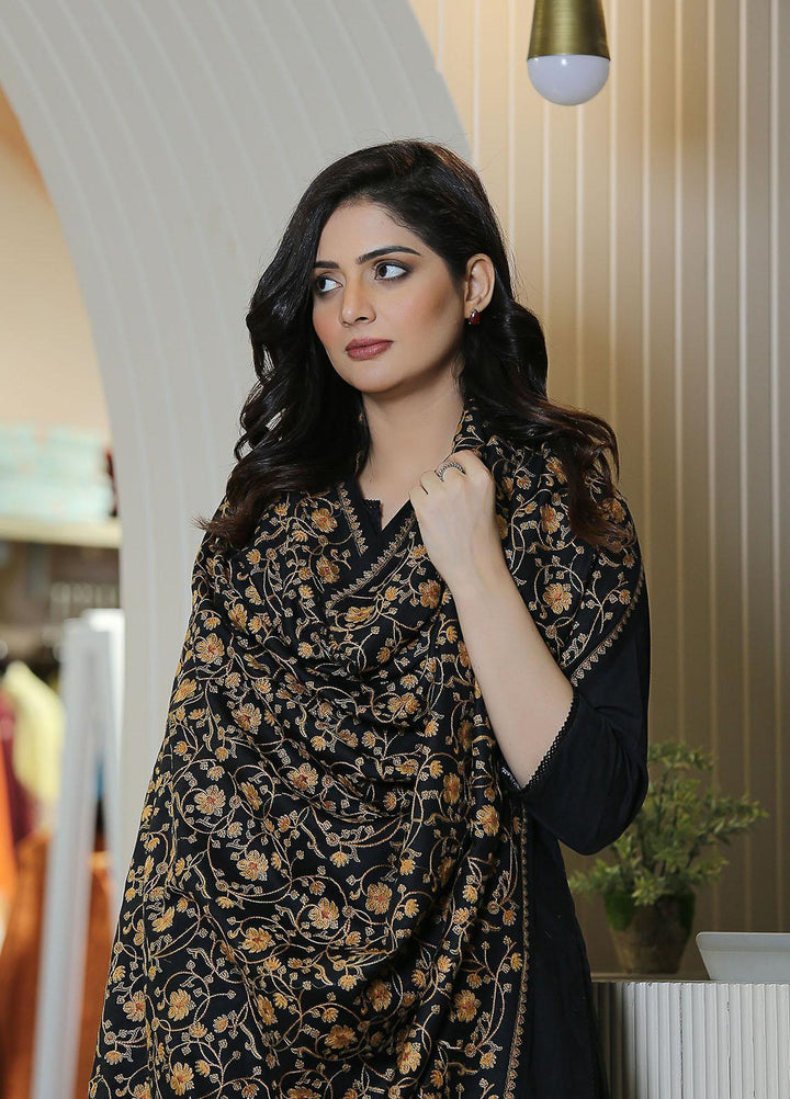 Sanaulla Exclusive Range  Pashmina  KPS 781 D-18 Black - Women Shawls