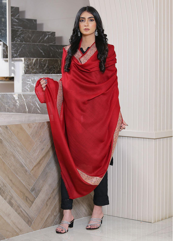 Sanaulla Exclusive Range  Pashmina  Mama D-12 Maroon - Women Shawls