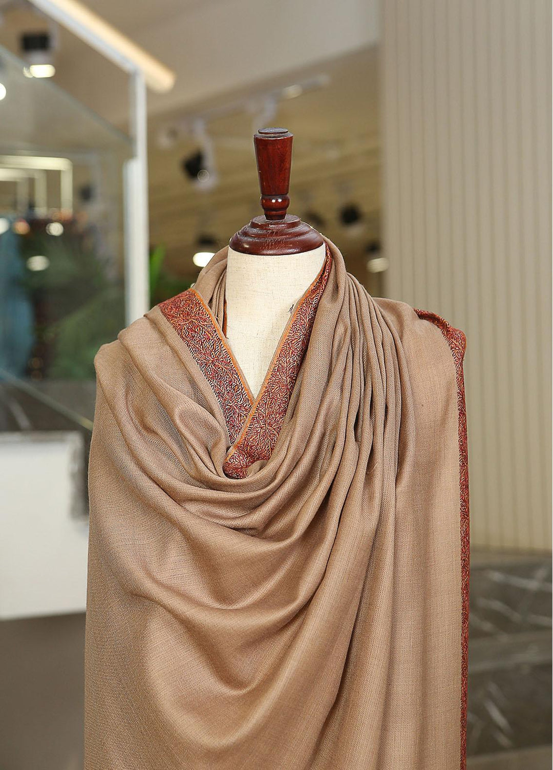 Sanaulla Exclusive Range  Pashmina  Mama D-45 D Brown 02 - Women Shawls